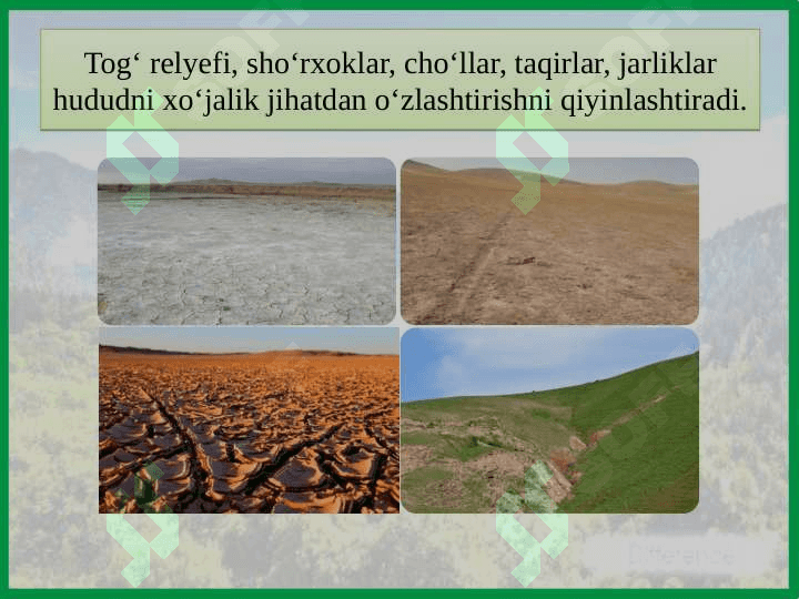 O‘ZBEKISTONNING TABIIY SHAROITI VA TABIIY BOYLIKLARI 5