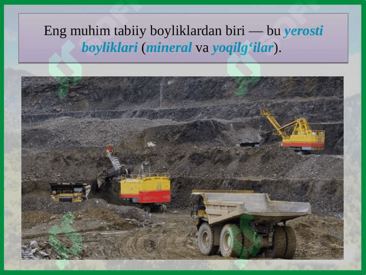 O‘ZBEKISTONNING TABIIY SHAROITI VA TABIIY BOYLIKLARI 8
