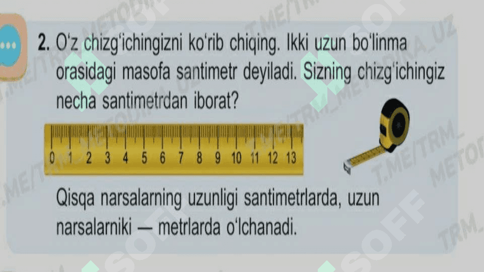 1-sinf matematika  uzunlik santimetr 7