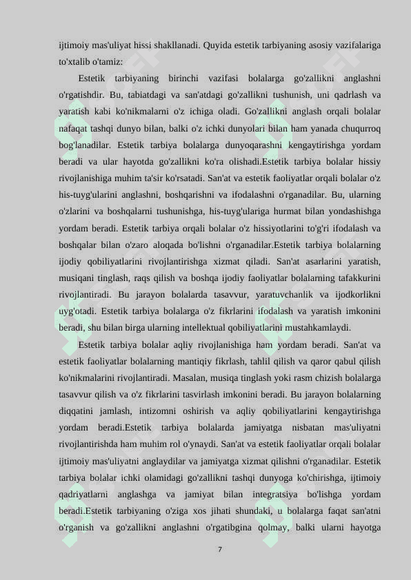 MAKTABGACHA YOSHDAGI BOLALARGA ESTETIK TARBIYA BERISH VAZIFALARI,METODLARI,VOSITALARI 6