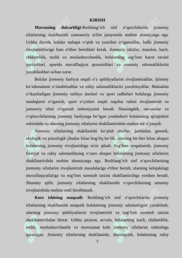 BOSHLANG‘ICH SINF O‘QUVCHILARIDA JISMONIY SIFATLARNING SHAKLLANISHI. 2