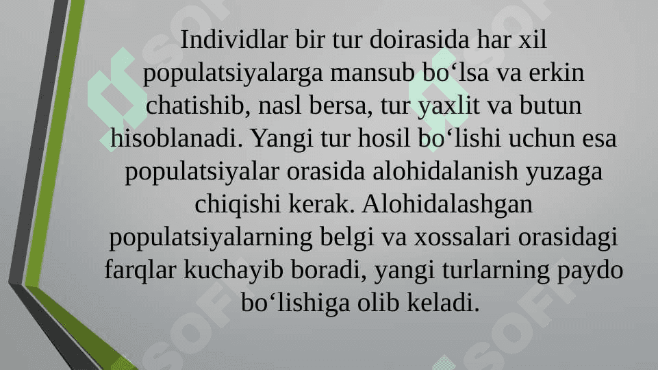 Turlarning paydo bo`lishi 4