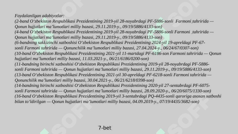 Aholini arzon uy-joylar, yo‘l transport, muxandislik-kommunikatsiya va ijtimoiy infratuzilma sohalarining isloh qilinishi 7