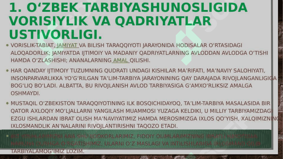 Milliy tarbiyani shakllantirishda vorisiylik va qadriyatlar uygʻunligi 4
