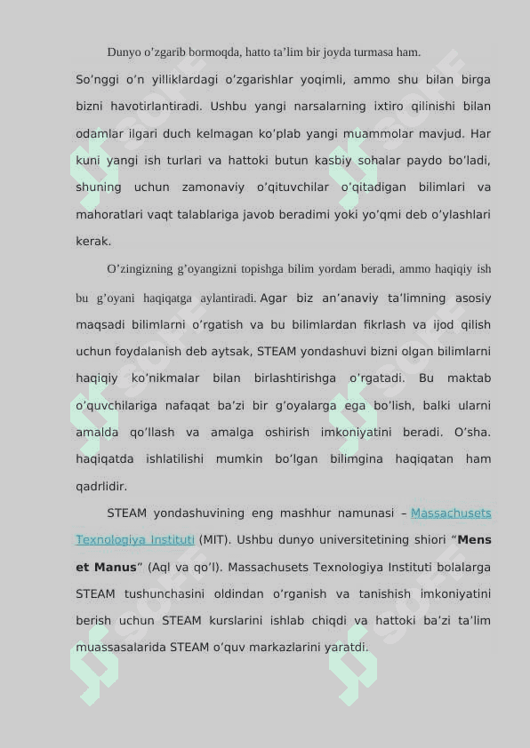 STEAM TA’LIM (STEAM EDUCATION). IQTIDORLI O‘QUVCHILARNI O‘QITISH (EDUCATION OF GIFTED CHILDREN) 4