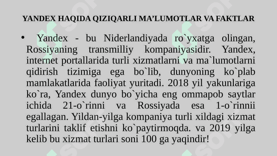 Yandex haqida factlar 2