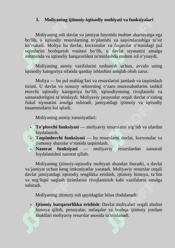 II.	Moliyaviy boshqaruv organlari va ularning vazifalari 2