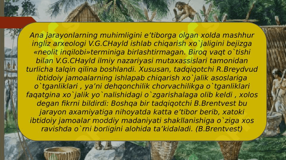 Qadimgi dunyoning turli hududlarida ishlab chiqarishning rivojlanish darajasini taqqoslash (mezolit, neolit, eneolit, bronza, ilk temir davri) 8