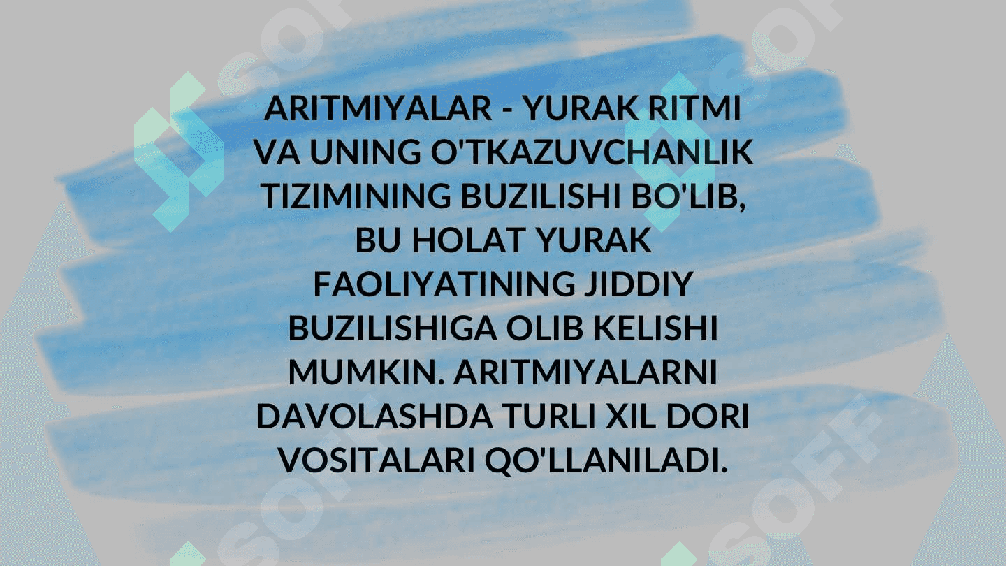 ARITMIYALAR VA ULARNI DAVOLASHDA ISHLATILADIGAN DORILARNI ISHLATILISHI PRISIPLARI 2
