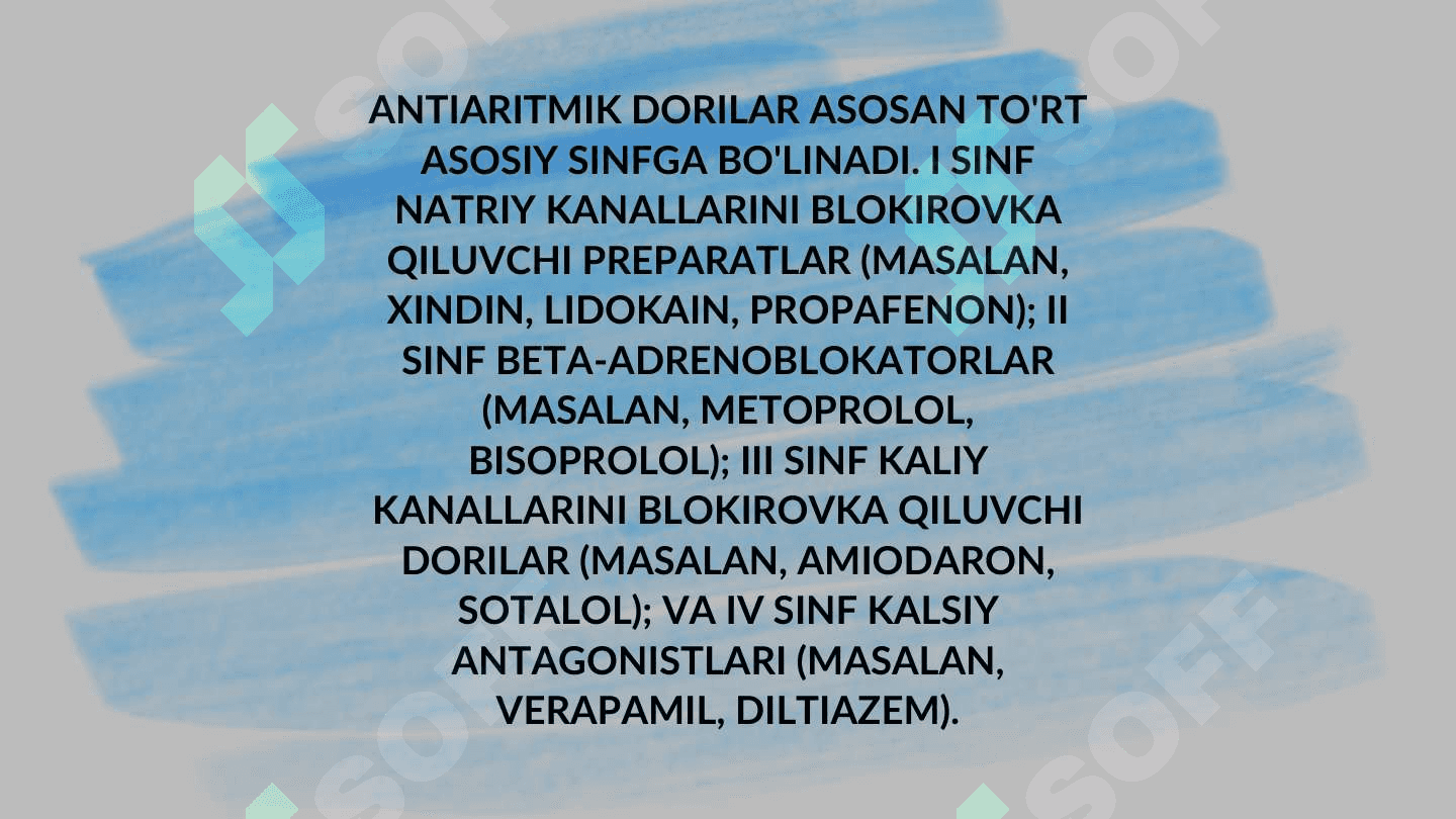 ARITMIYALAR VA ULARNI DAVOLASHDA ISHLATILADIGAN DORILARNI ISHLATILISHI PRISIPLARI 3