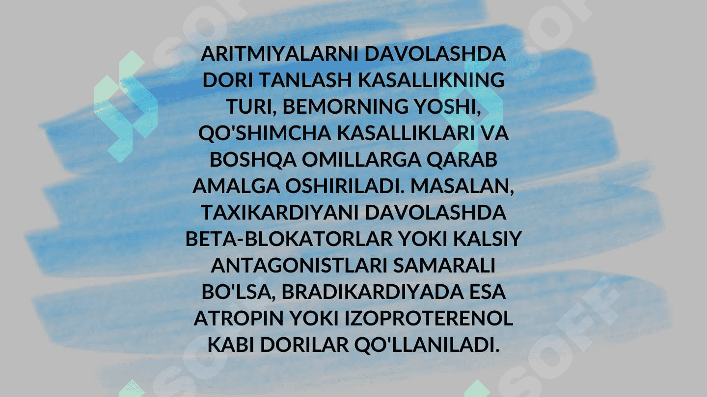 ARITMIYALAR VA ULARNI DAVOLASHDA ISHLATILADIGAN DORILARNI ISHLATILISHI PRISIPLARI 4