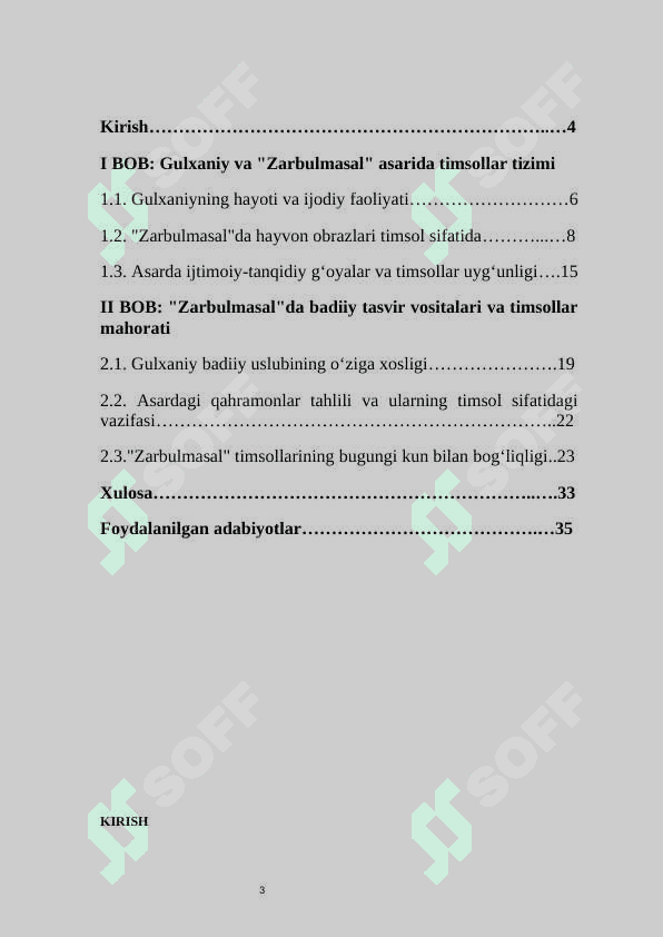 Gulxaniyning  Zarbulmasal da timsol yaratish mahorati. 3