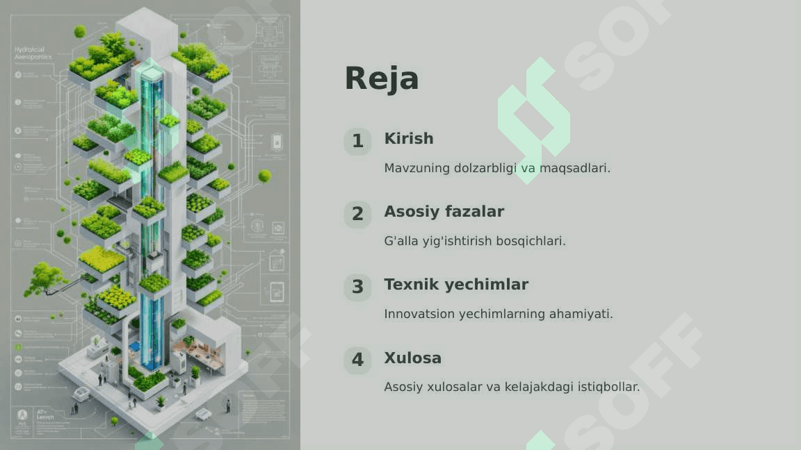 G'alla yig'ishtirish fazalari va unda foydalaniladigan innovatsion texnik yechimlar 2