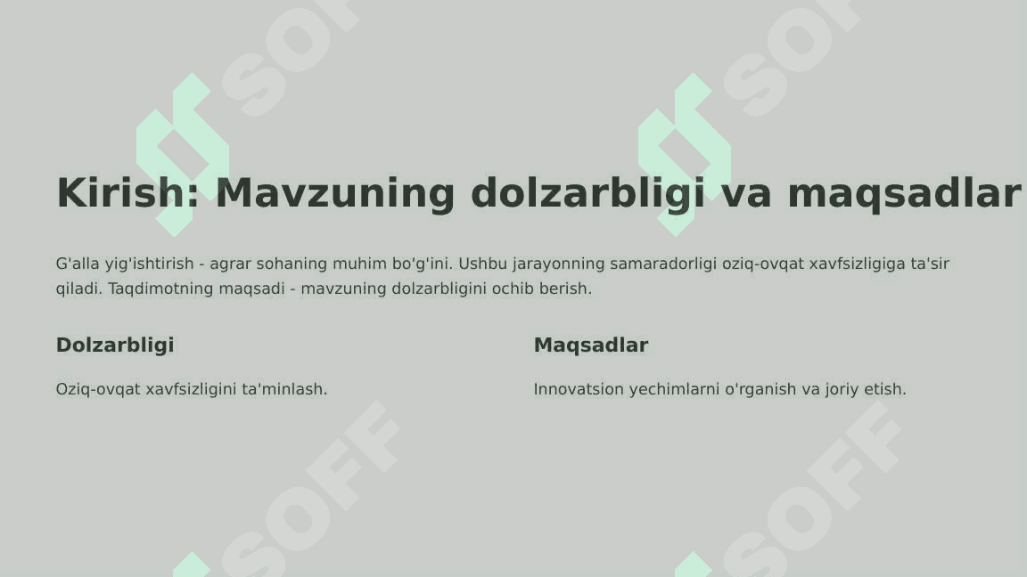 G'alla yig'ishtirish fazalari va unda foydalaniladigan innovatsion texnik yechimlar 3