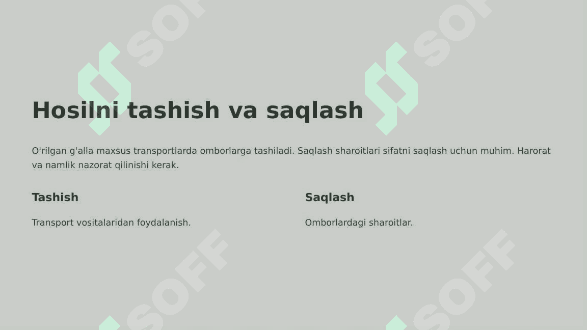 G'alla yig'ishtirish fazalari va unda foydalaniladigan innovatsion texnik yechimlar 7