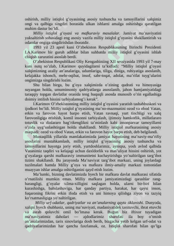 Mustaqillik yillarida O’zbekistondagi ma’naviy va madaniy taraqqiyot 2