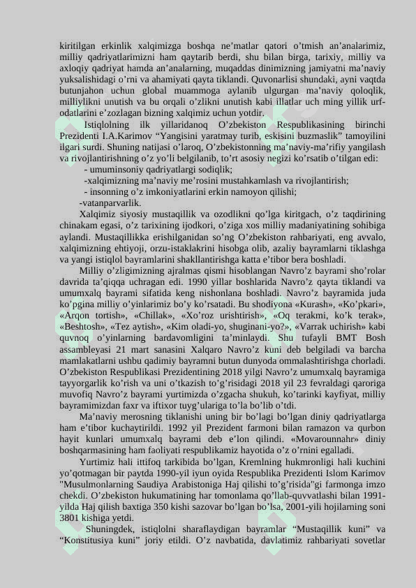 Mustaqillik yillarida O’zbekistondagi ma’naviy va madaniy taraqqiyot 3