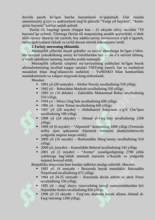 Mustaqillik yillarida O’zbekistondagi ma’naviy va madaniy taraqqiyot 4