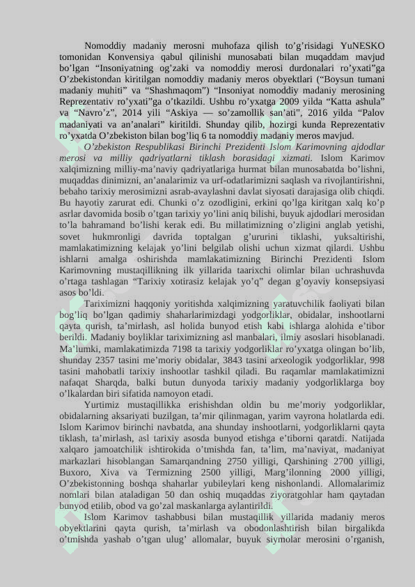 Mustaqillik yillarida O’zbekistondagi ma’naviy va madaniy taraqqiyot 7