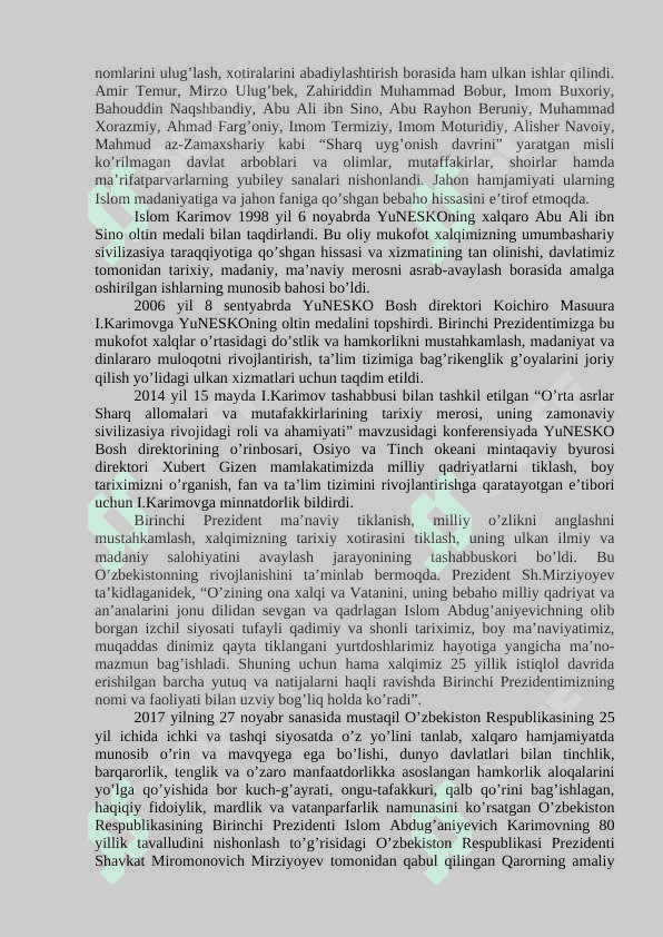 Mustaqillik yillarida O’zbekistondagi ma’naviy va madaniy taraqqiyot 8