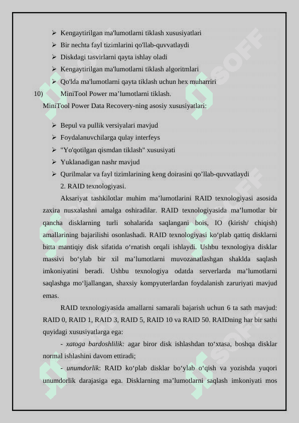 Ma'lumotlarni qayta tiklash vositalari 8