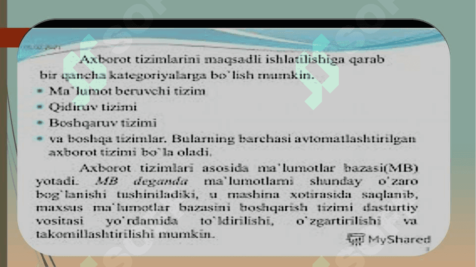 Mutaxassislikka oid ma’lumotlar bazasini tashkil qilish 7