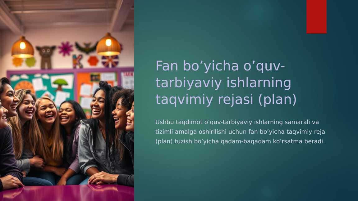Fan bo’yicha o’quv-tarbiyaviy ishlarning taqvimiy rejasi 1