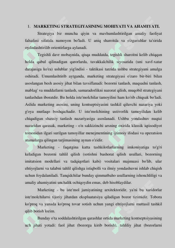 Tashkilotlarning marketing strategiyasini ishlab chiqish 5
