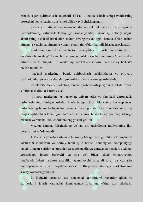 Tashkilotlarning marketing strategiyasini ishlab chiqish 7