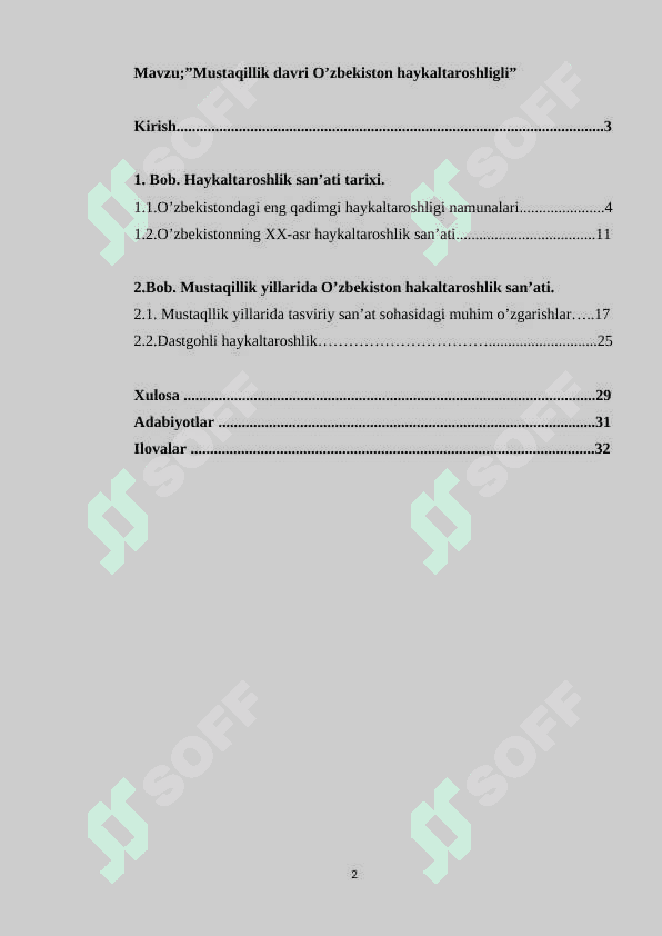 Mustaqillik davri O’zbekiston haykaltaroshligli 2