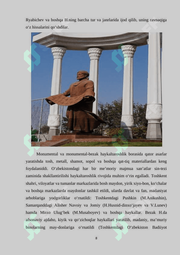 Mustaqillik davri O’zbekiston haykaltaroshligli 8