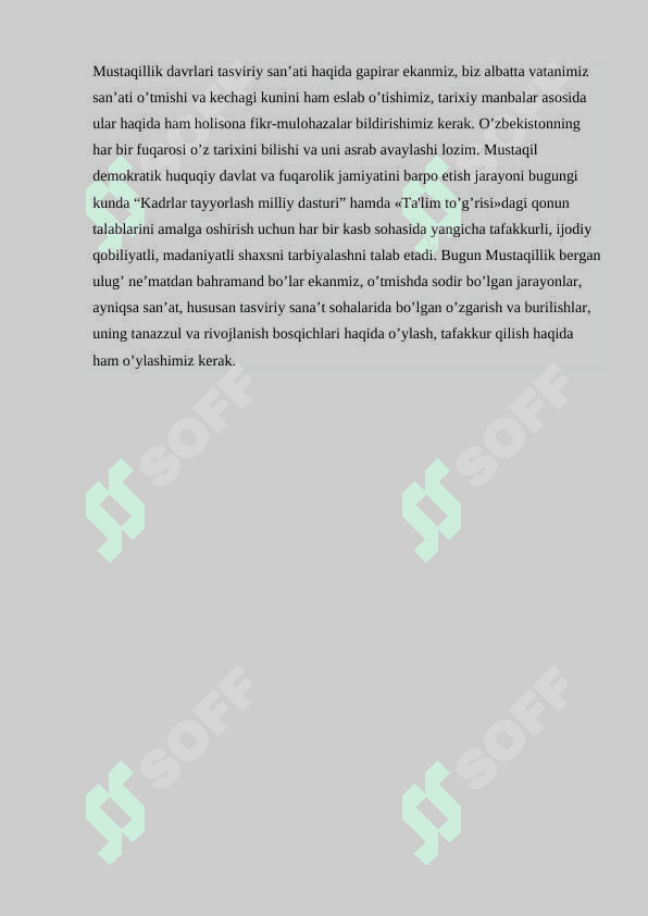 Urushdan keyingi davrda manzara janri. (O‘rol Tansiqboev, N.Qoraxon, R.Benkov ijodlari misolida)” 4