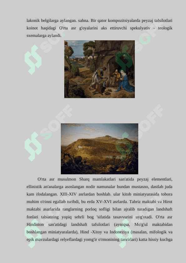 Urushdan keyingi davrda manzara janri. (O‘rol Tansiqboev, N.Qoraxon, R.Benkov ijodlari misolida)” 7