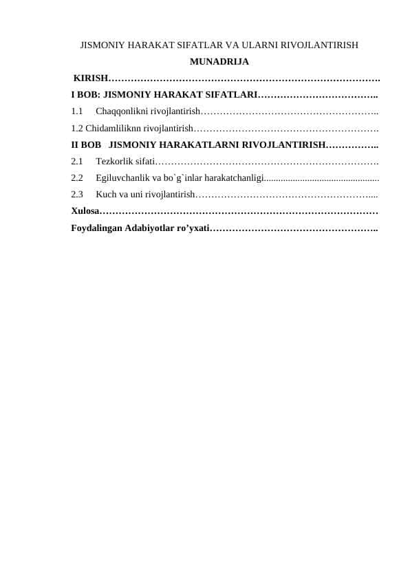 JISMONIY HARAKAT SIFATLAR VA ULARNI RIVOJLANTIRISH