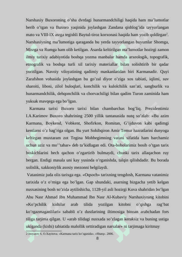 NARSHAXIYNING “BUXORO TARIXI” ASARI MANBA SIFATIDA 8
