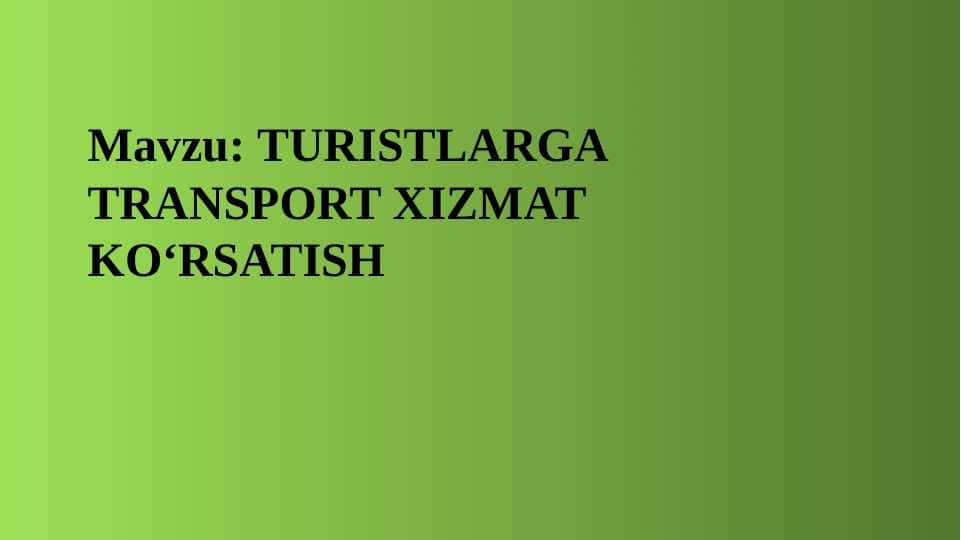 TURISTLARGA TRANSPORT XIZMAT KO‘RSATISH 1
