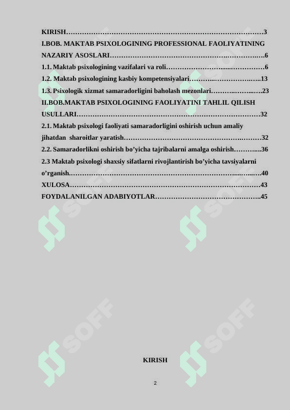 Maktab psixologining professional faoliyatini samaradorligi ko’rsatkichlari va shartlari 2