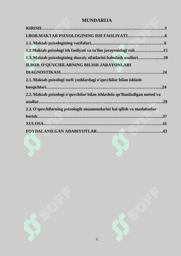 Maktab psixologining turli yoshdagi o’quvchilar bilan faoliyati 2