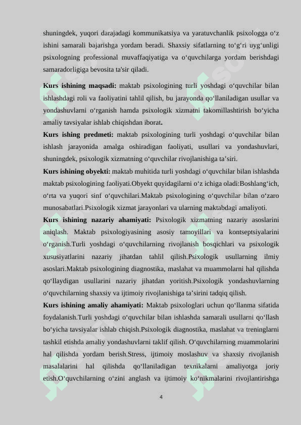 Maktab psixologining turli yoshdagi o’quvchilar bilan faoliyati 4