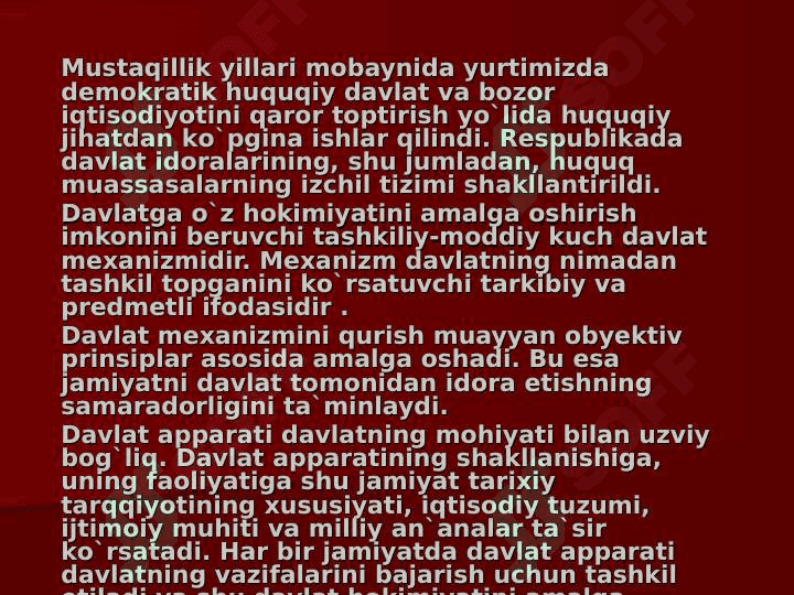 Davlat mexanizmi tushunchasi va xususiyatlari 2