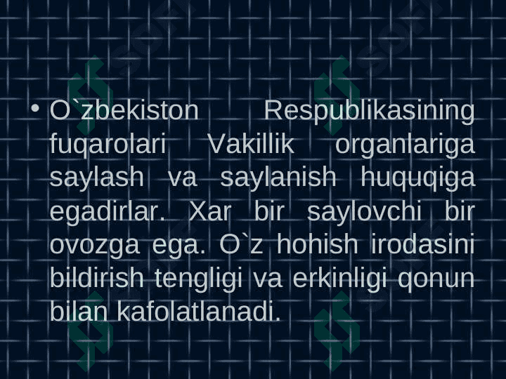 O’zbekiston respublikasida saylov huquqi va  saylov tizimi 4