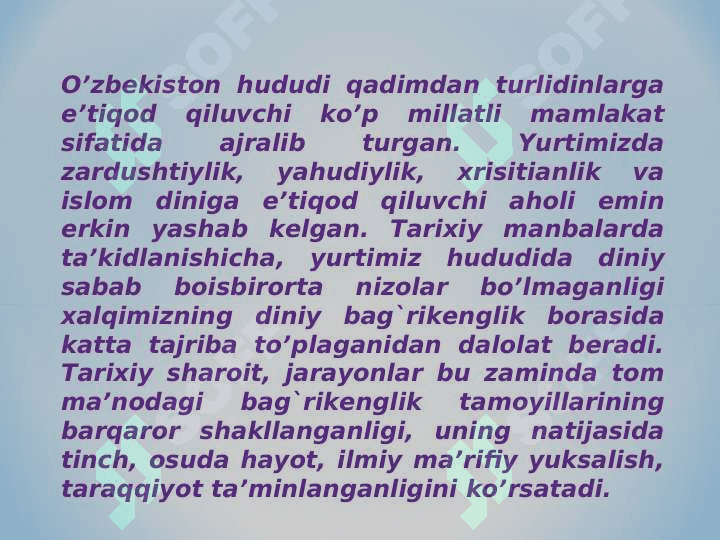 Diniy bag’rikenglik va millatlararo totuvlik 2