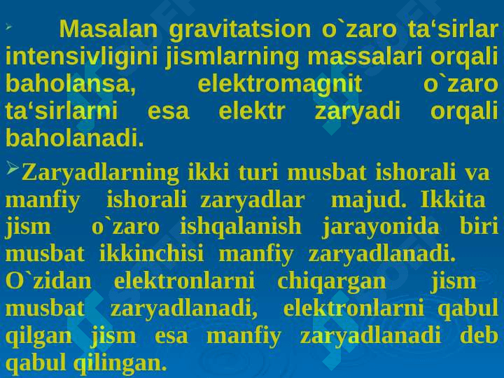 Elektr zaryadining saqlanish qonuni. Kulon qonuni. Gauss teoremasi va uning tadbiqlari TAQDIMOT MATERIALLAR 3