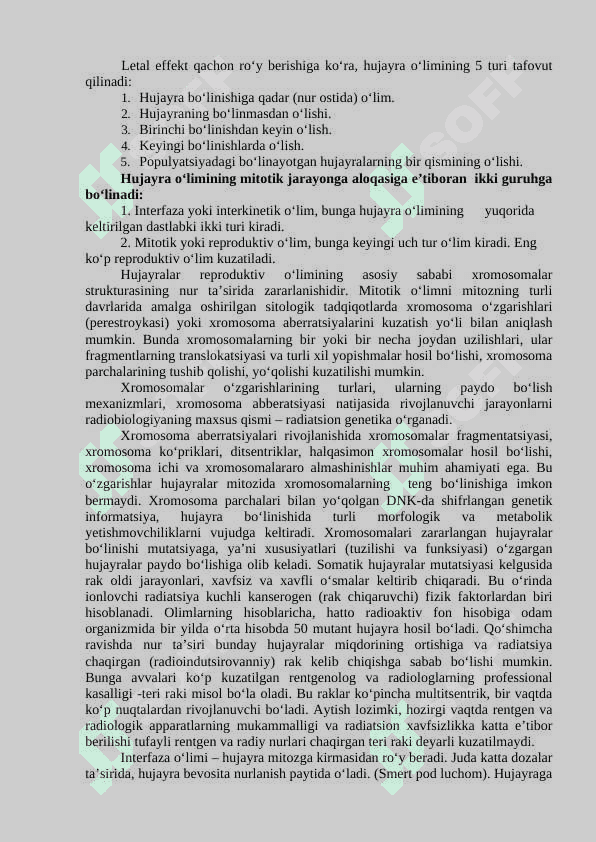 Hujayraning zararlanishi, nobud boʻlishi va sabablari 8
