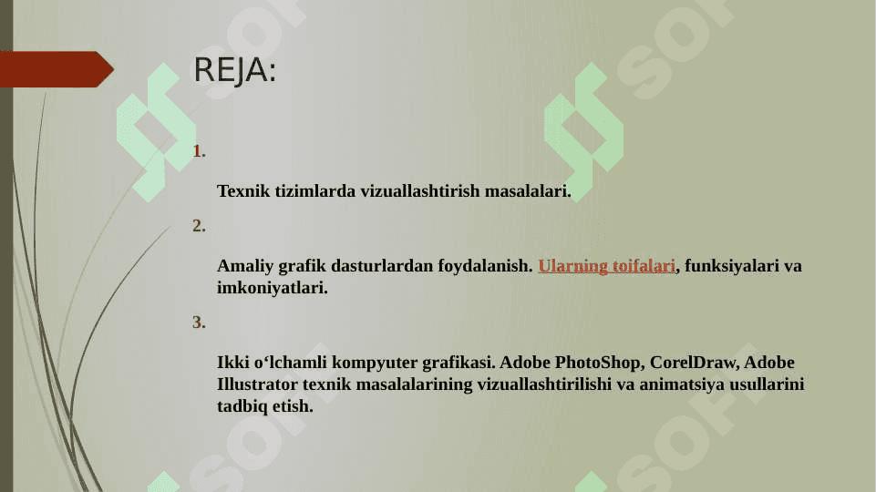 TEXNIK TIZIMLARDA KOMPYUTER GRAFIKASIDAN FOYDALANISH. 2