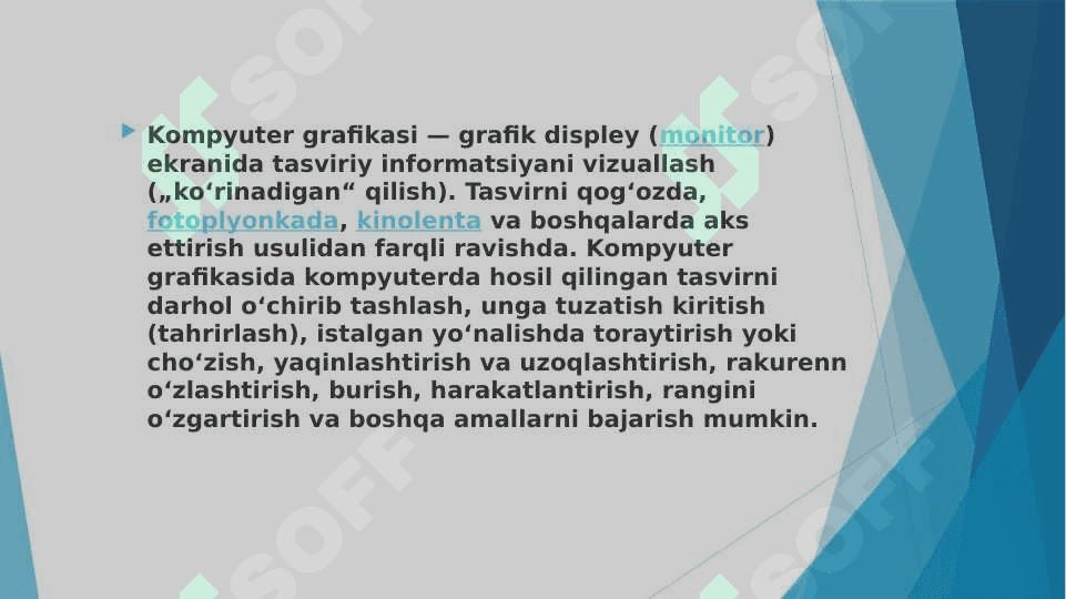 TEXNIK TIZIMLARDA KOMPYUTER GRAFIKASIDA FOYDALANISH 2