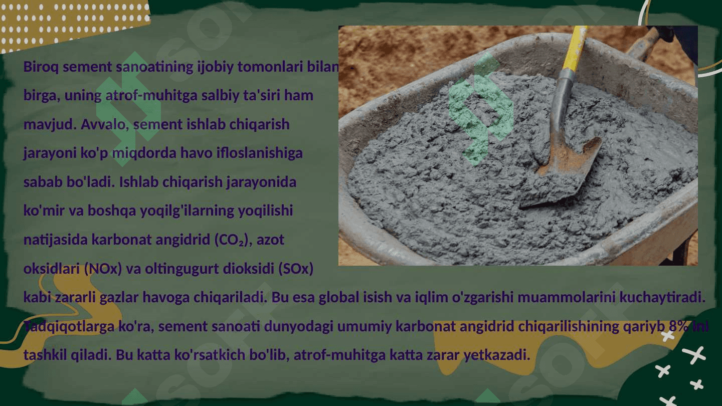 Sement ishlab chiqaruvchi korxonalarining atrof-muhitga zararini kamayirish 4
