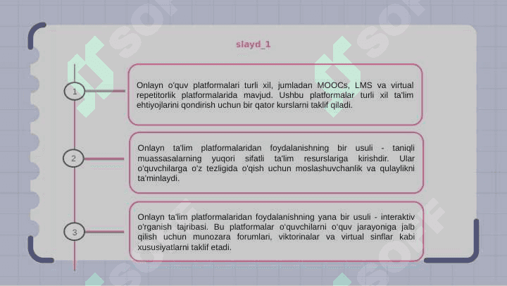 Online talim platformalarning turlari.Platformalardan foydalanish usullari 3