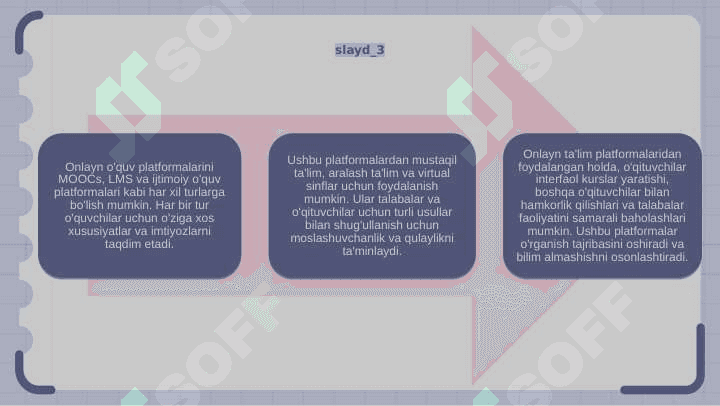 Online talim platformalarning turlari.Platformalardan foydalanish usullari 5