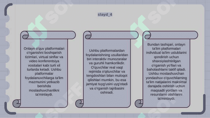 Online talim platformalarning turlari.Platformalardan foydalanish usullari 6